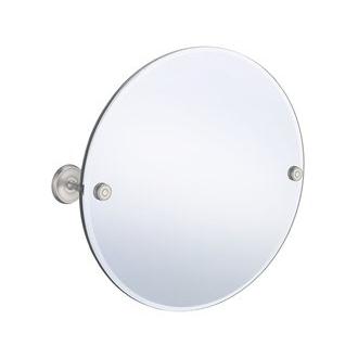 Smedbo V210N 22 in. Wall Mounted Round Mirror in Brushed Nickel from the Villa Collection